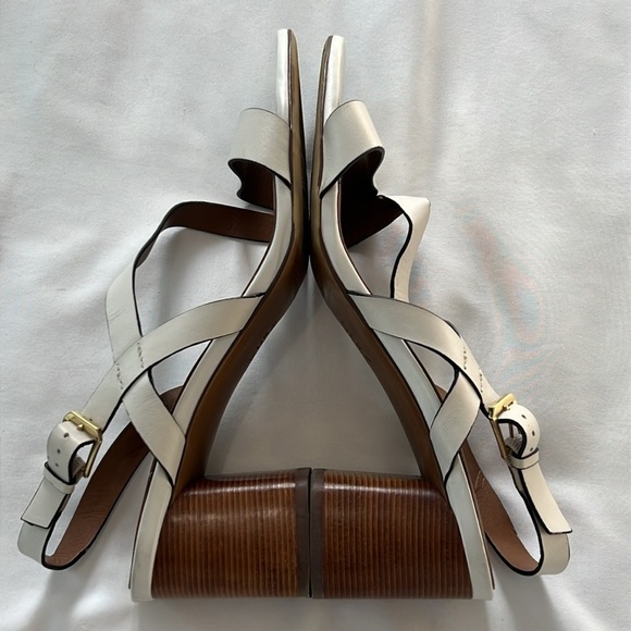 Naturalizer Arianna White Leather Block Heel Strappy Sandals - Picture 4 of 5